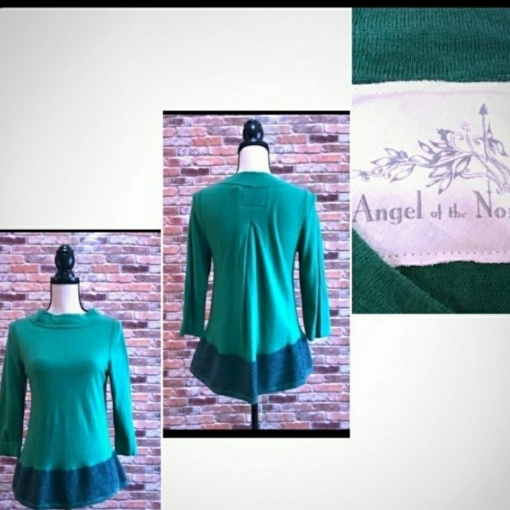 Angel Of The North Emerald and Forest Green Sweater EUC